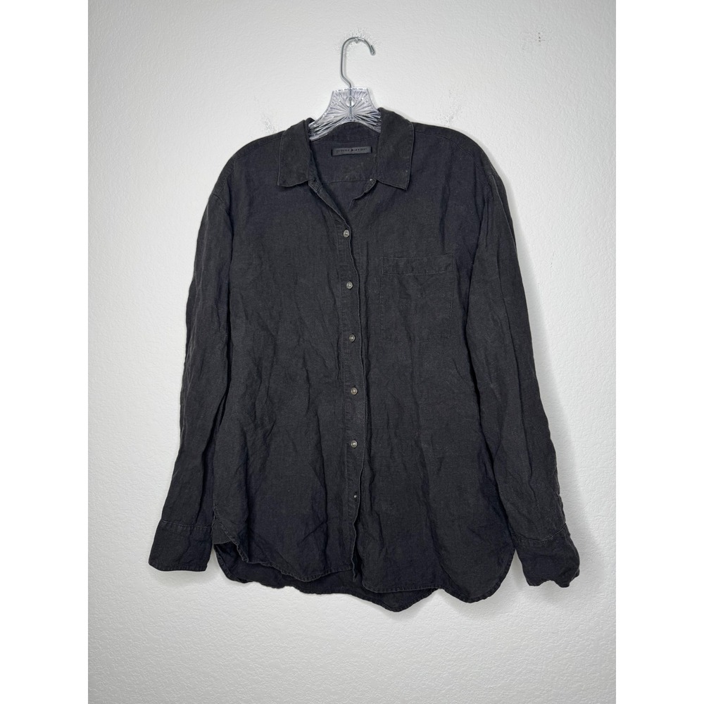 Jenni Kayne 100% Linen Button Down Shirt Charcoal Black Oversized Medium